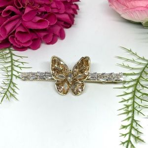 NEW⚜️Champagne Gold Crystal Butterfly Hair Barrette
